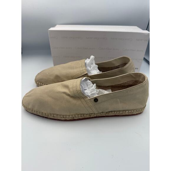 Calvin Klein Jeans Men’s Espadrilles Size 11.5 US "Charles" Beige Slip-On Shoes - Picture 3 of 9